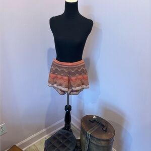 Goddis High Waist Knit Shorts - Coral and Chocolate